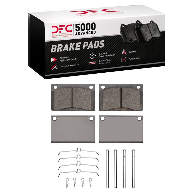 Picture of DFC 76-93 Volvo 244/245/264/262/265/DL/240/GLE Front 5000 Adv Low Metallic Brake Pads & Hardware Kit