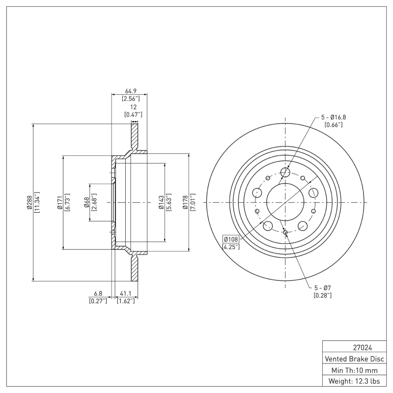 Picture of DFC 99-09 Volvo XC70/S80/V70/S60 Rear GeoSPEC Coated Rotor