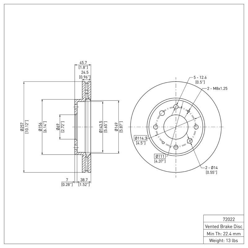 Picture of DFC 88-07 Dodge Colt Front Brake Rotor
