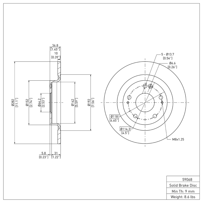 Picture of DFC 17-20 Honda Civic Sedan Rear Brake Rotor