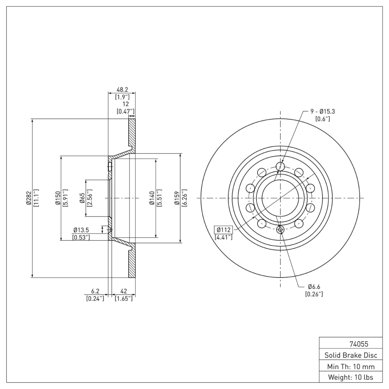 Picture of DFC 05-18 Audi A3 Quattro Rear Brake Rotor