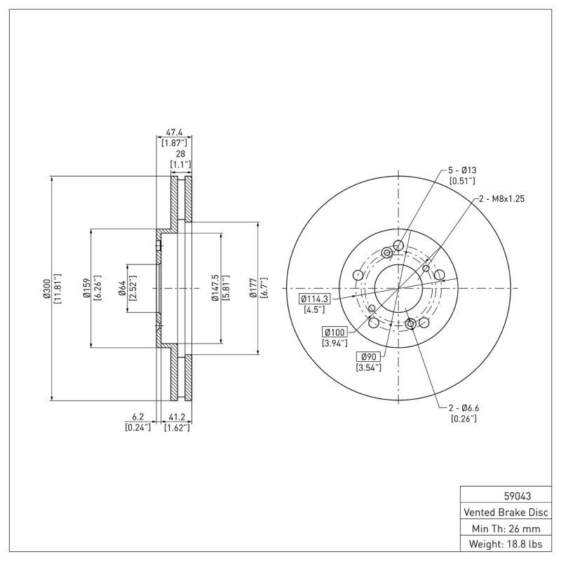 Picture of DFC 99-14 Acura TSX Front Brake Rotor