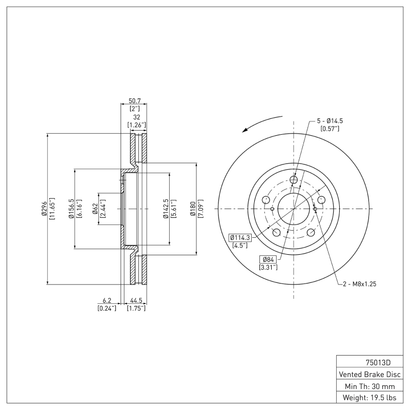 Picture of DFC 06-15 Lexus GS300 Right Front Brake Rotor