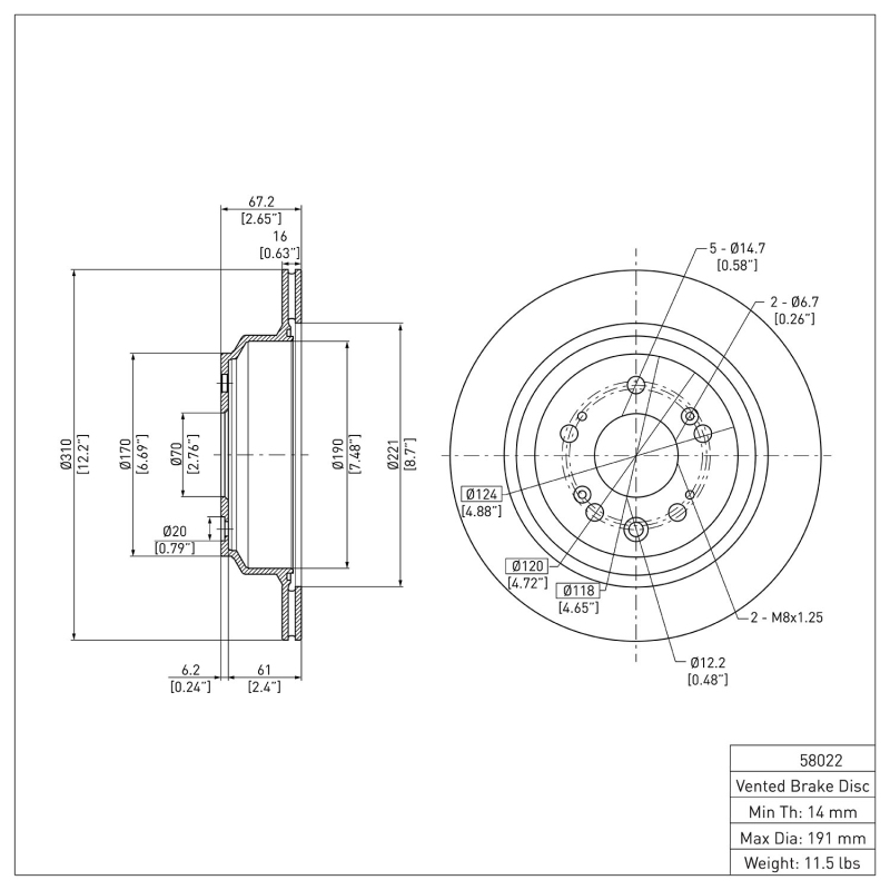 Picture of DFC 05-12 Acura RL Rear Brake Rotor