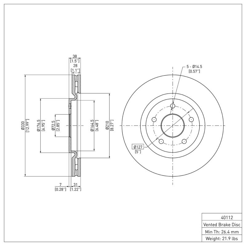 Picture of DFC 12-25 Dodge Grand Caravan Front Brake Rotor
