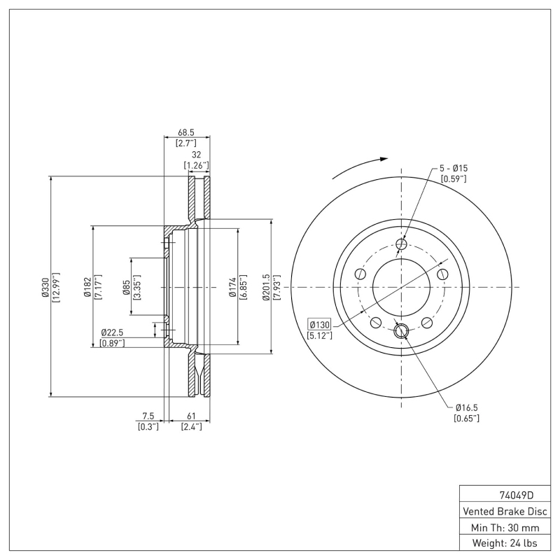 Picture of DFC 03-18 Porsche Cayenne Right Front Brake Rotor
