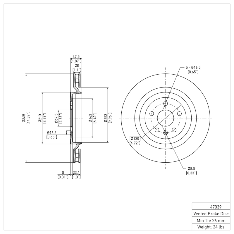 Picture of DFC 09-24 Cadillac CTS Rear Brake Rotor