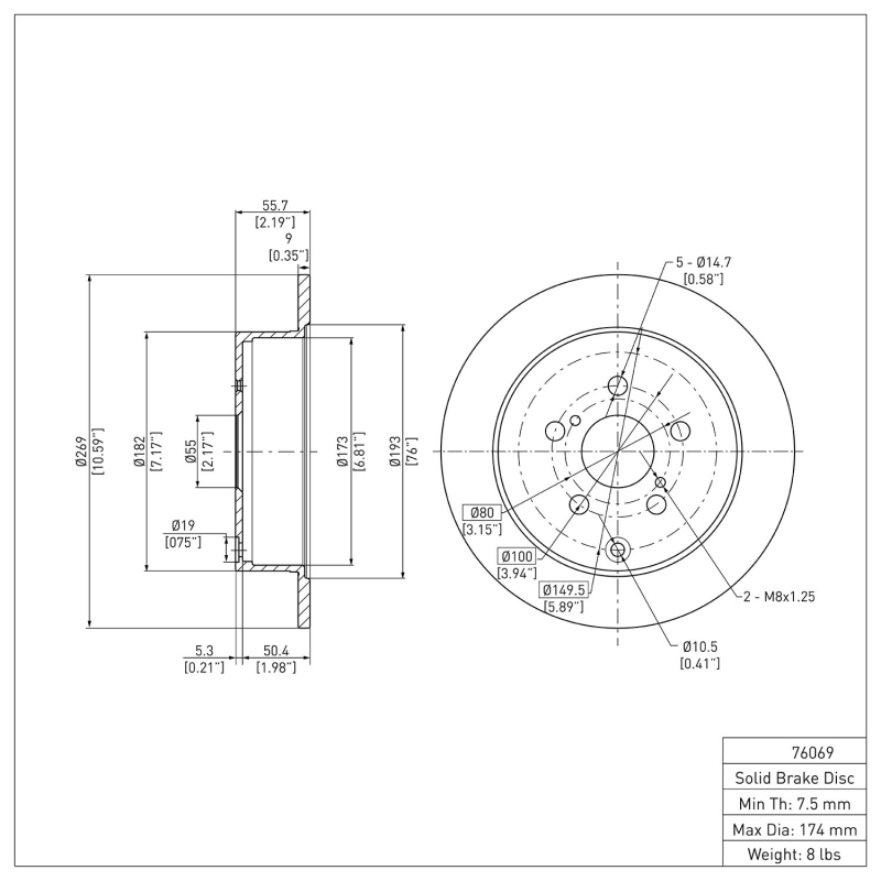 Picture of DFC 00-10 Pontiac Vibe Rear Brake Rotor