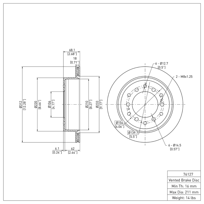 Picture of DFC 01-09 Lexus GX470 Rear Brake Rotor