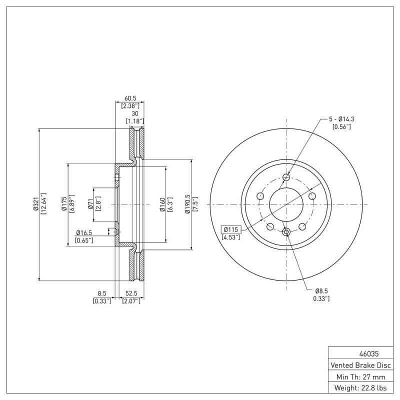 Picture of DFC 13-25 Cadillac CT4 Front GeoSPEC Coated Rotor