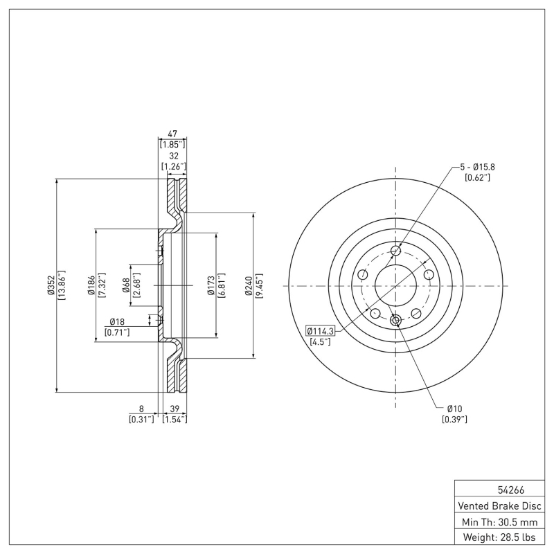 Picture of DFC 13-19 Ford Taurus (Excl SHO) Front GeoSPEC Coated Rotor