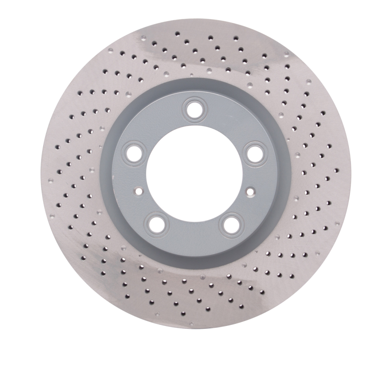 Picture of DFC 09-23 Porsche 718 Cayman Right Front Drilled Hi-Carbon Alloy Geomet Coated Rotor