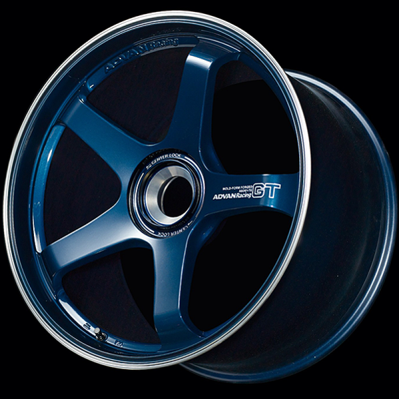 Picture of Advan GT for Porsche 21x9.5 / +59 Offset / 5x130 / 71.8mm Bore / Racing Titanium Blue and Ring
