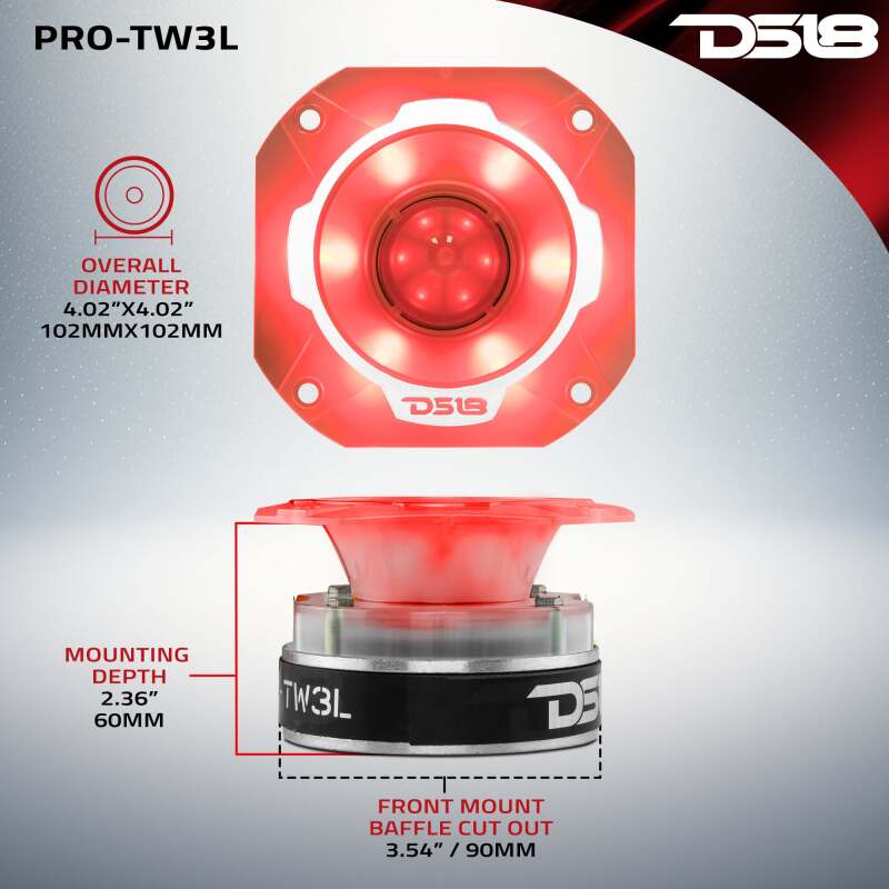 Picture of DS18 4in Super Bullet Tweeter 250 Watts RMS 1.5in Titanium Vc 4 ohm RGB LED Lights
