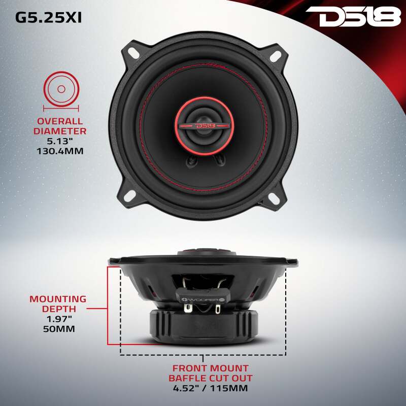 Picture of DS18 5.25in 45Watts RMS 4 ohm 2-Way Coaxial Speaker System Universal Fit