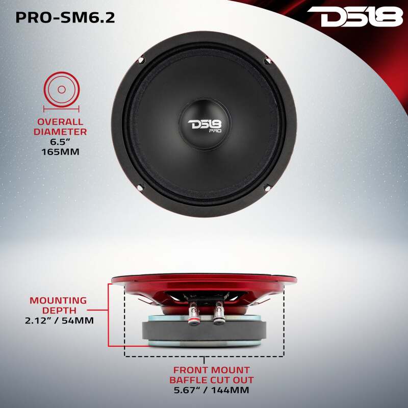 Picture of DS18 6.5in 200 Watts RMS 2 ohm Mid-Range Loudspeaker Shallow