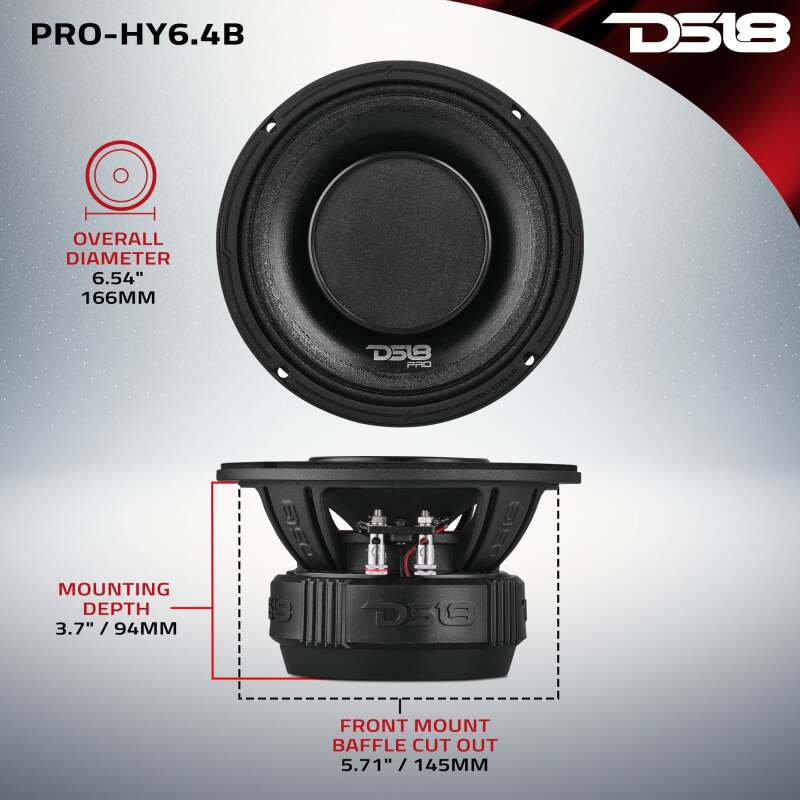 Picture of DS18 6.5in 225 Watts RMS 4 ohm Mid-Range Loudspeaker w/ Water Resistant Cone