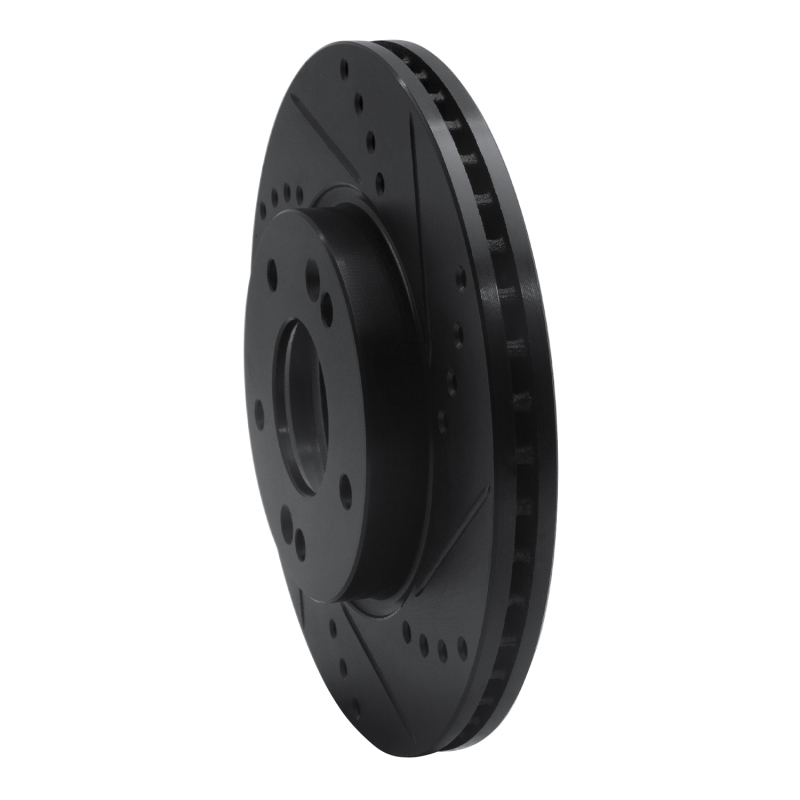 Picture of R1 2011-2025 Hyundai Elantra GT Front Right Drilled & Slotted Black Brake Rotor