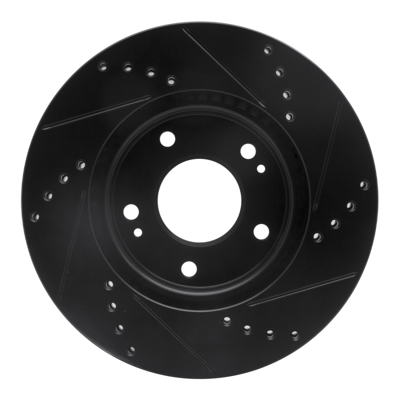 Picture of R1 2011-2025 Hyundai Elantra Coupe Front Left Drilled & Slotted Black Brake Rotor