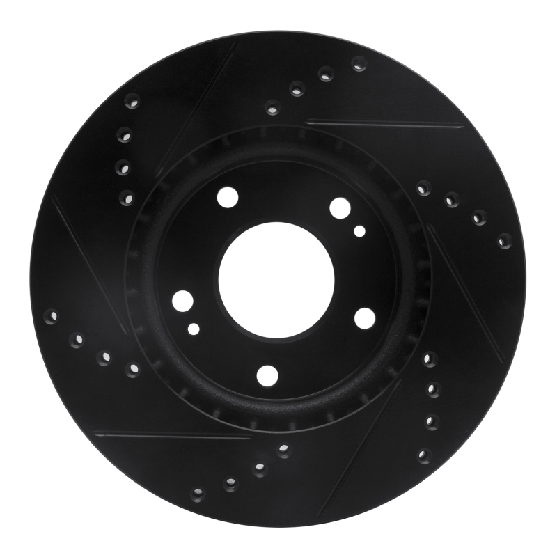Picture of R1 2011-2025 Hyundai Elantra GT Front Right Drilled & Slotted Black Brake Rotor