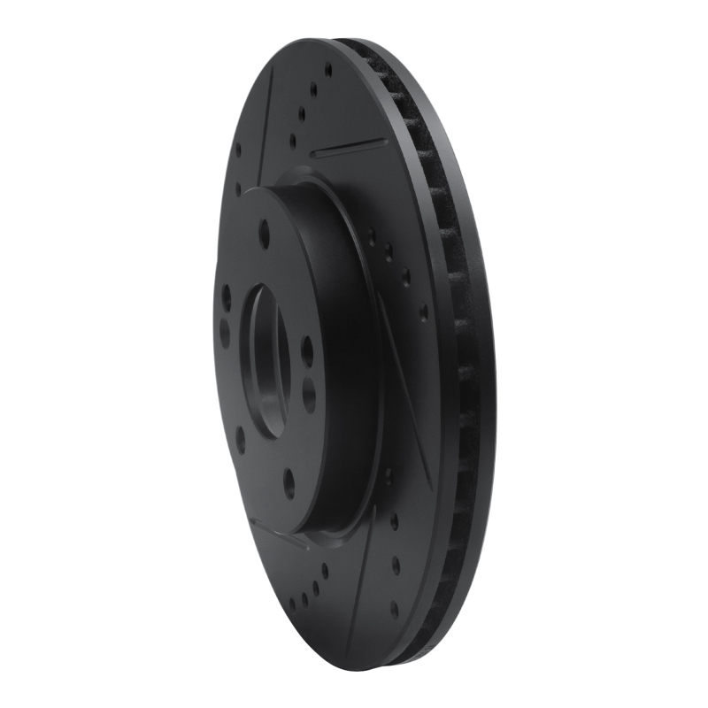 Picture of R1 2011-2025 Hyundai Elantra Coupe Front Left Drilled & Slotted Black Brake Rotor
