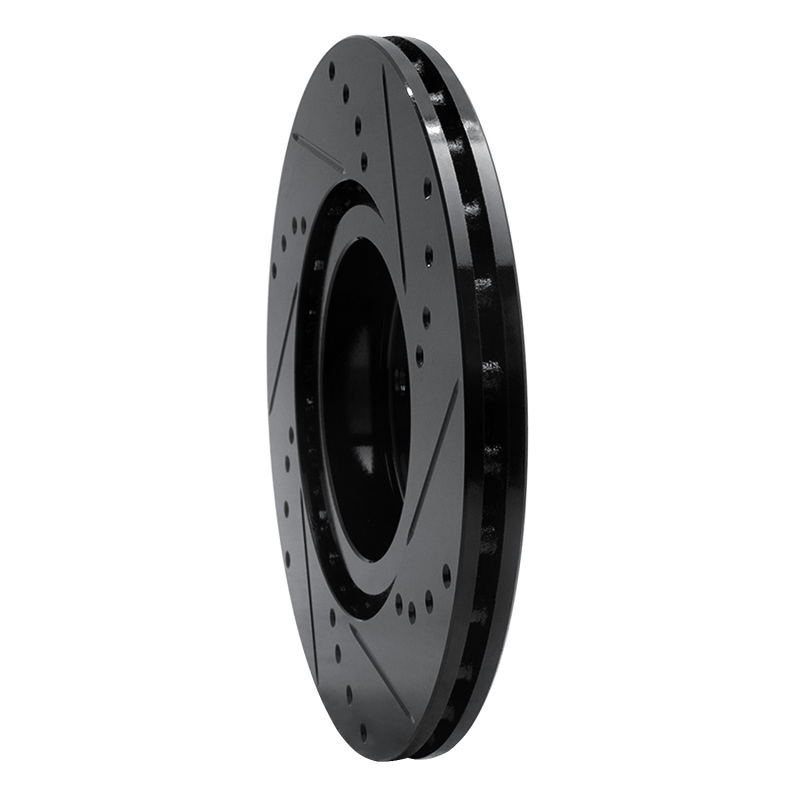 Picture of R1 2012-2019 Fiat 500E Front Left Drilled & Slotted Black Brake Rotor