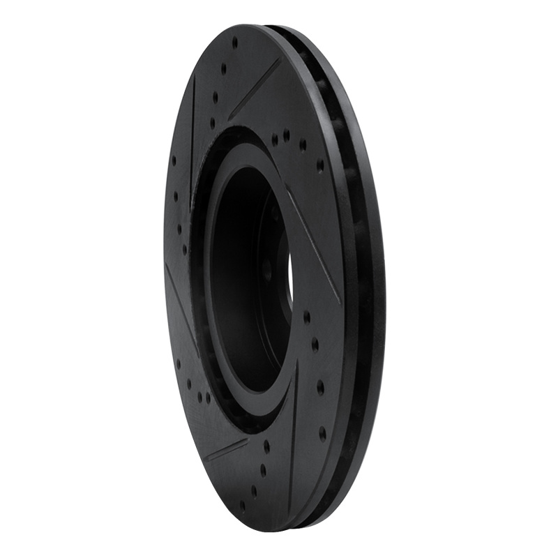 Picture of R1 2012-2019 Fiat 500E Front Right Drilled & Slotted Black Brake Rotor