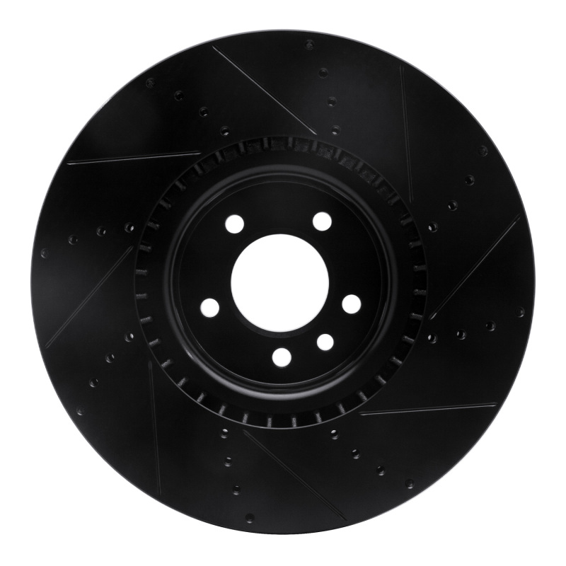 Picture of R1 2010-2017 Land Rover Range Rover Front Left Drilled & Slotted Black Brake Rotor