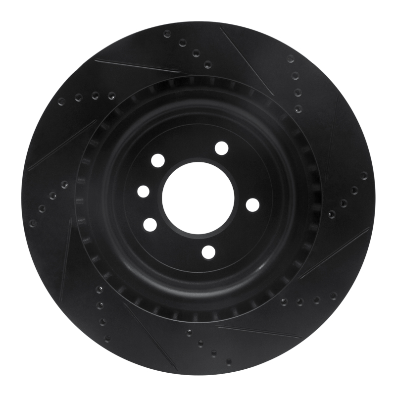 Picture of R1 2013-2025 Land Rover Defender 110 Rear Left Drilled & Slotted Black Brake Rotor