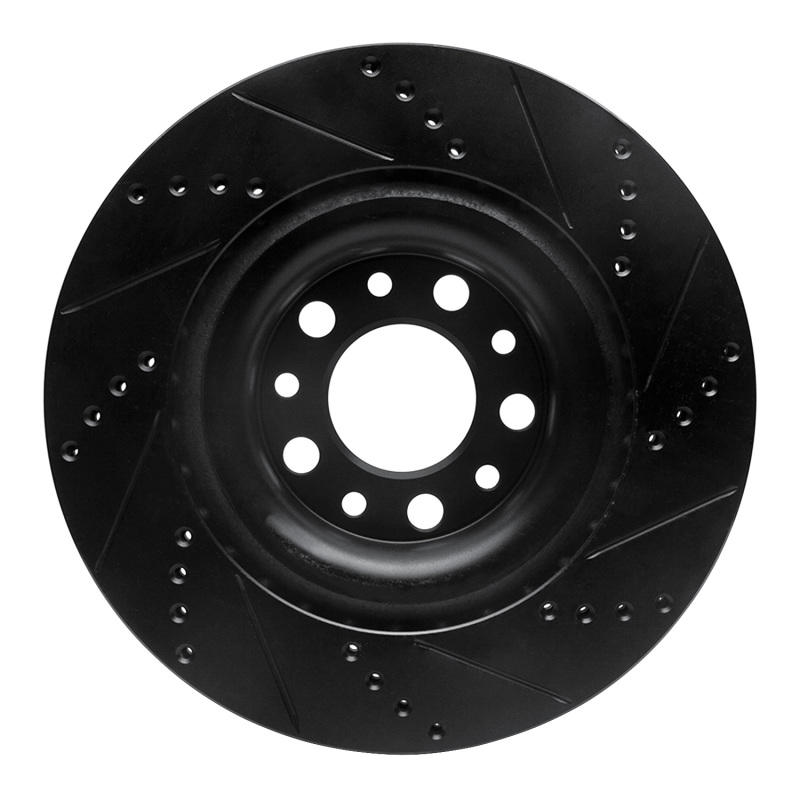 Picture of R1 2017-2025 Alfa Romeo Stelvio Rear Left Drilled & Slotted Black Brake Rotor