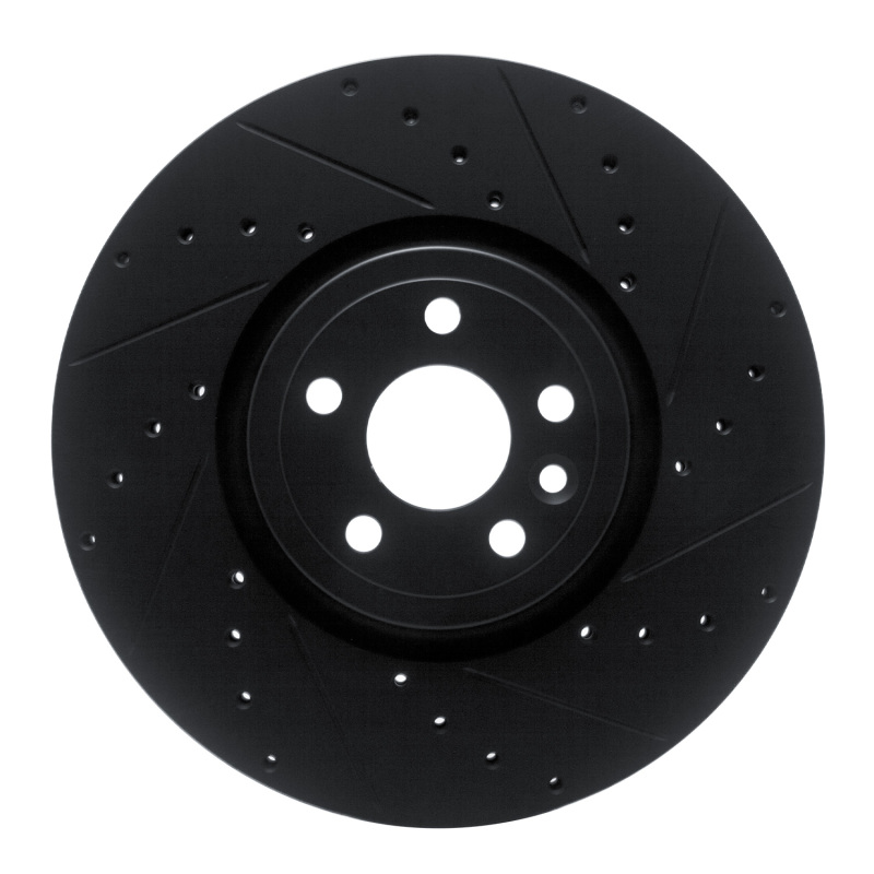 Picture of R1 2017-2020 Jaguar F-Pace Front Right Drilled & Slotted Black Brake Rotor