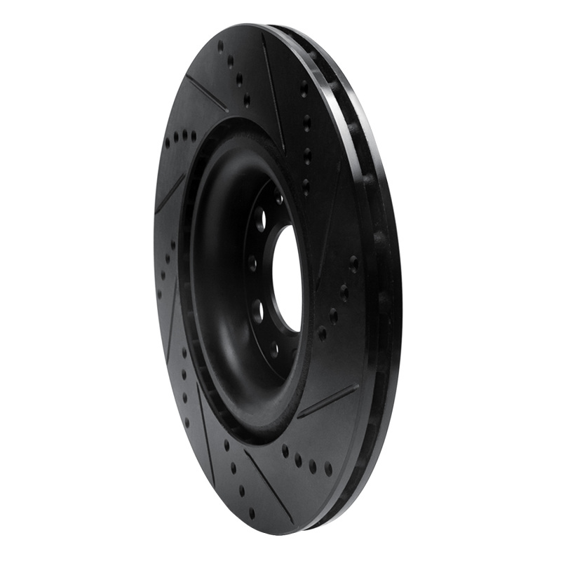 Picture of R1 2017-2025 Alfa Romeo Stelvio Rear Left Drilled & Slotted Black Brake Rotor