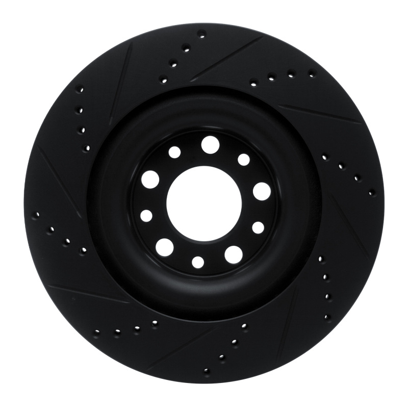 Picture of R1 2017-2025 Alfa Romeo Stelvio Rear Right Drilled & Slotted Black Brake Rotor