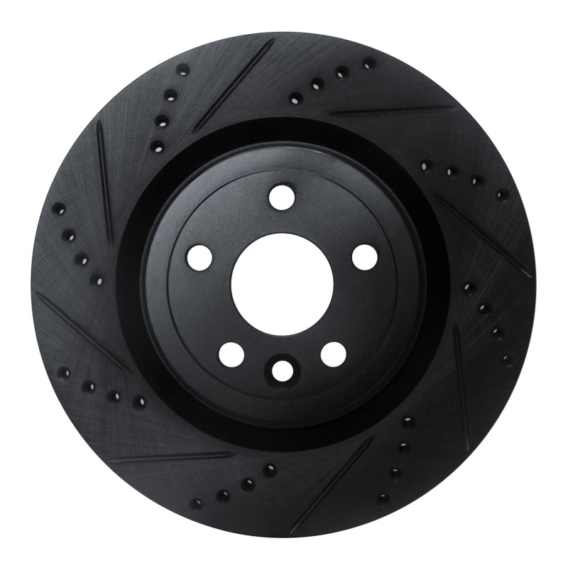 Picture of R1 2017-2020 Jaguar I-Pace Rear Left Drilled & Slotted Black Brake Rotor
