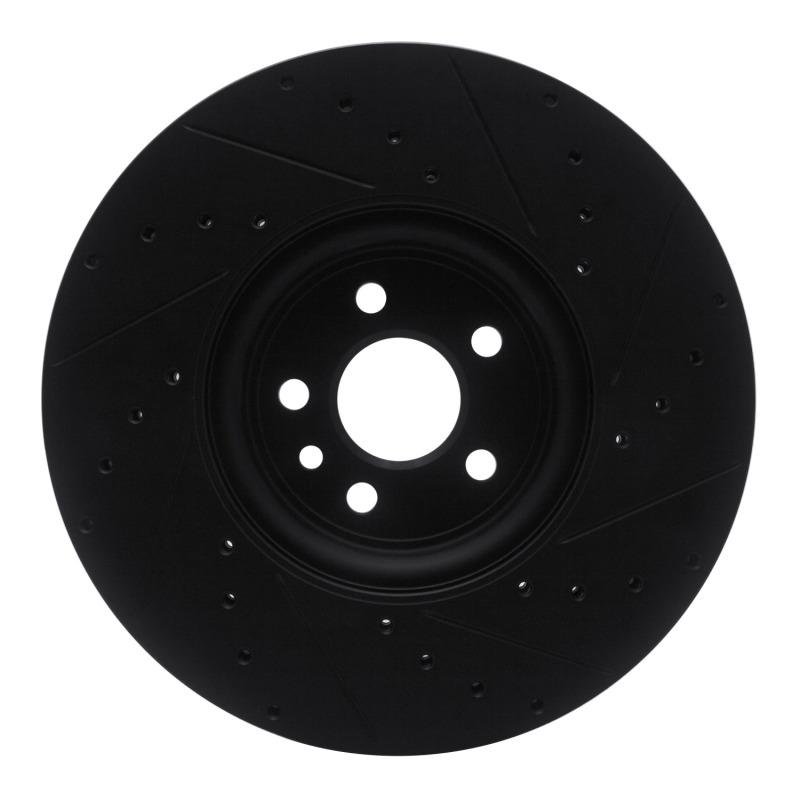 Picture of R1 2017-2020 Jaguar F-Pace Front Left Drilled & Slotted Black Brake Rotor