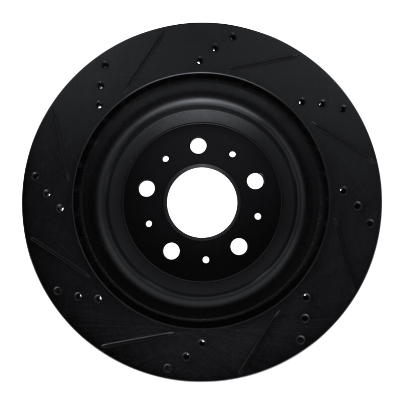 Picture of R1 2017-2025 Tesla Model 3 Rear Right Drilled & Slotted Black Brake Rotor