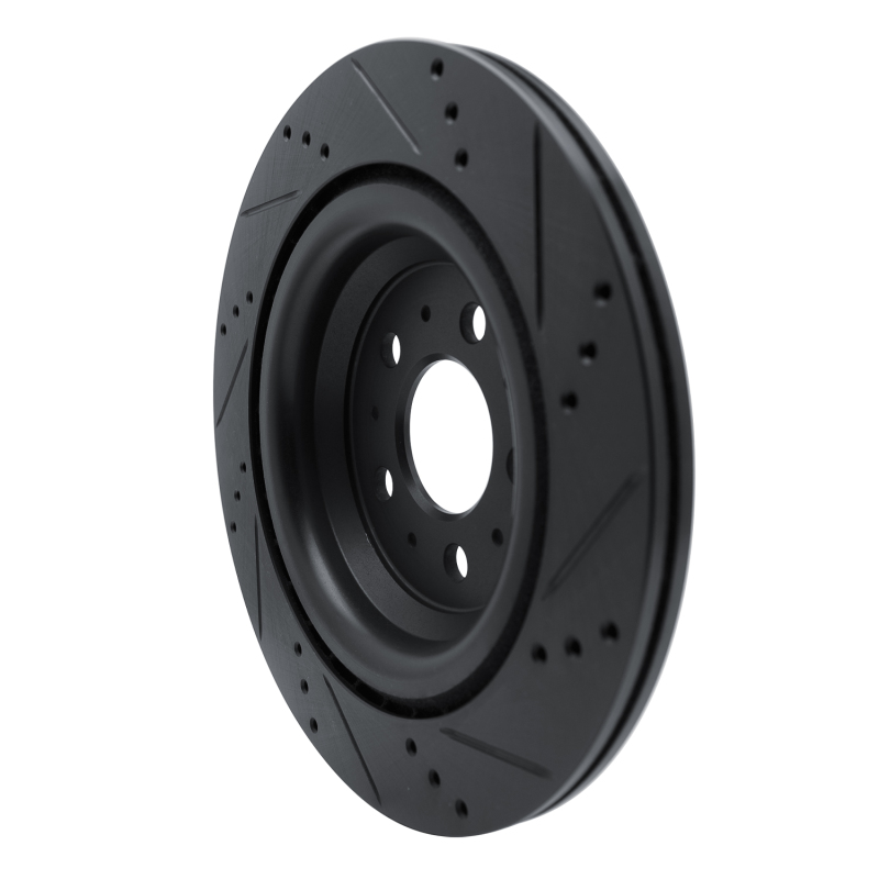 Picture of R1 2017-2025 Tesla Model 3 Rear Left Drilled & Slotted Black Brake Rotor