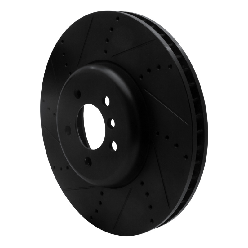 Picture of R1 2009-2017 BMW 550I GT xDrive Left Front Drilled & Slotted Black Brake Rotor