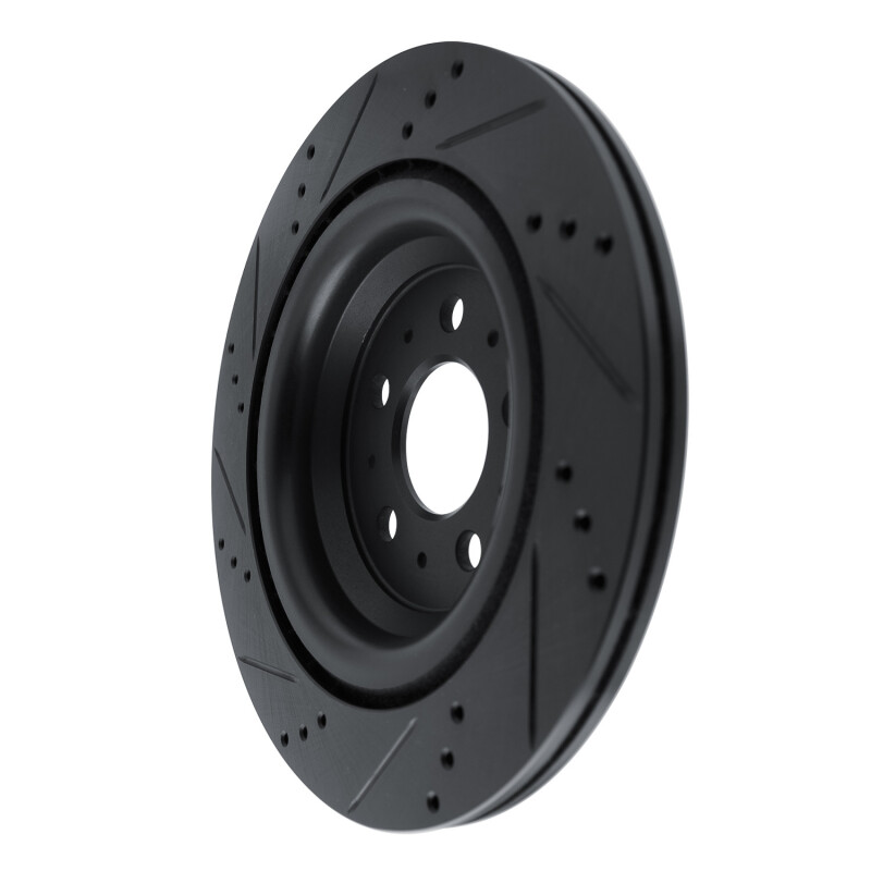 Picture of R1 2017-2025 Tesla Model 3 Rear Right Drilled & Slotted Black Brake Rotor