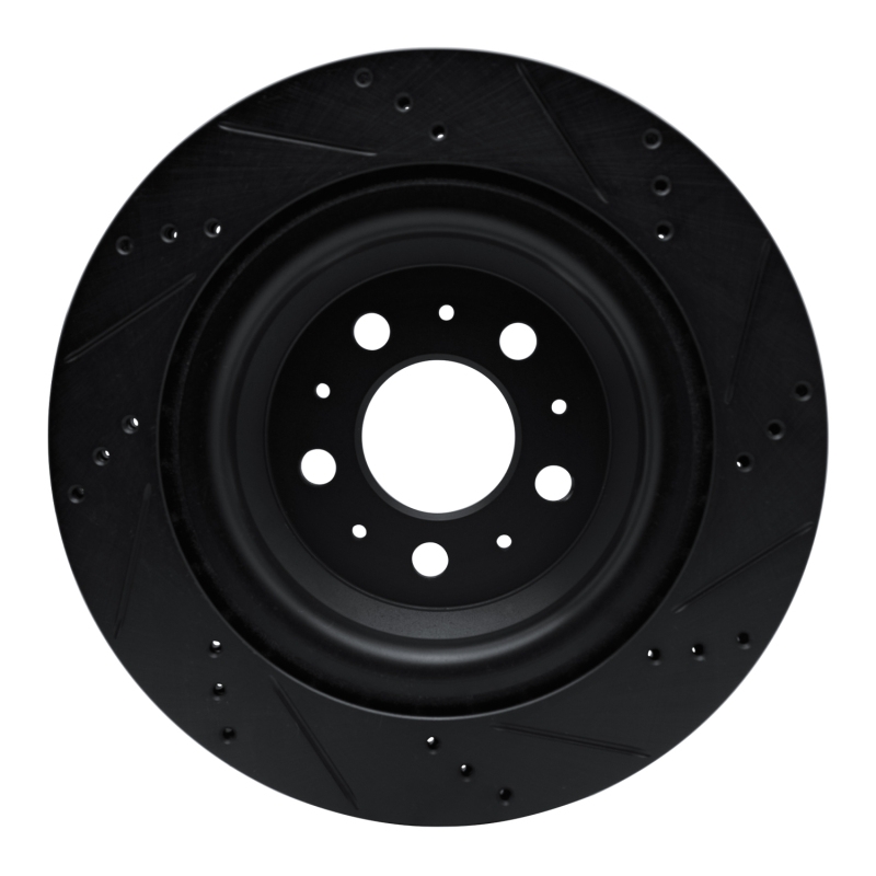 Picture of R1 2017-2025 Tesla Model 3 Rear Left Drilled & Slotted Black Brake Rotor