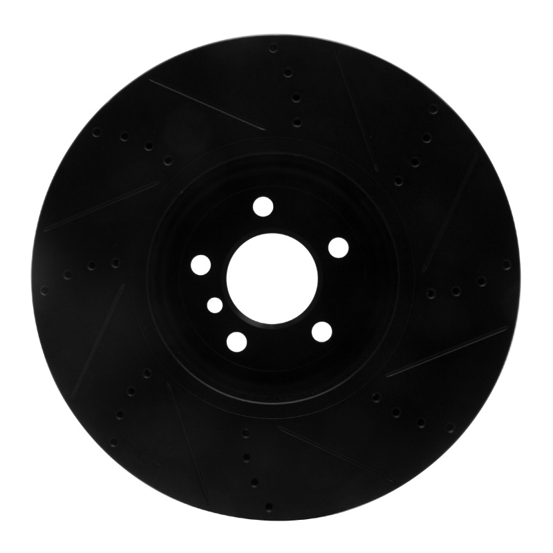 Picture of R1 2009-2017 BMW 550I GT xDrive Left Front Drilled & Slotted Black Brake Rotor