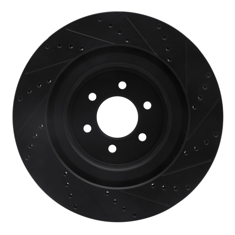 Picture of R1 2003-2017 Dodge Viper Front Left Drilled & Slotted Black Brake Rotor