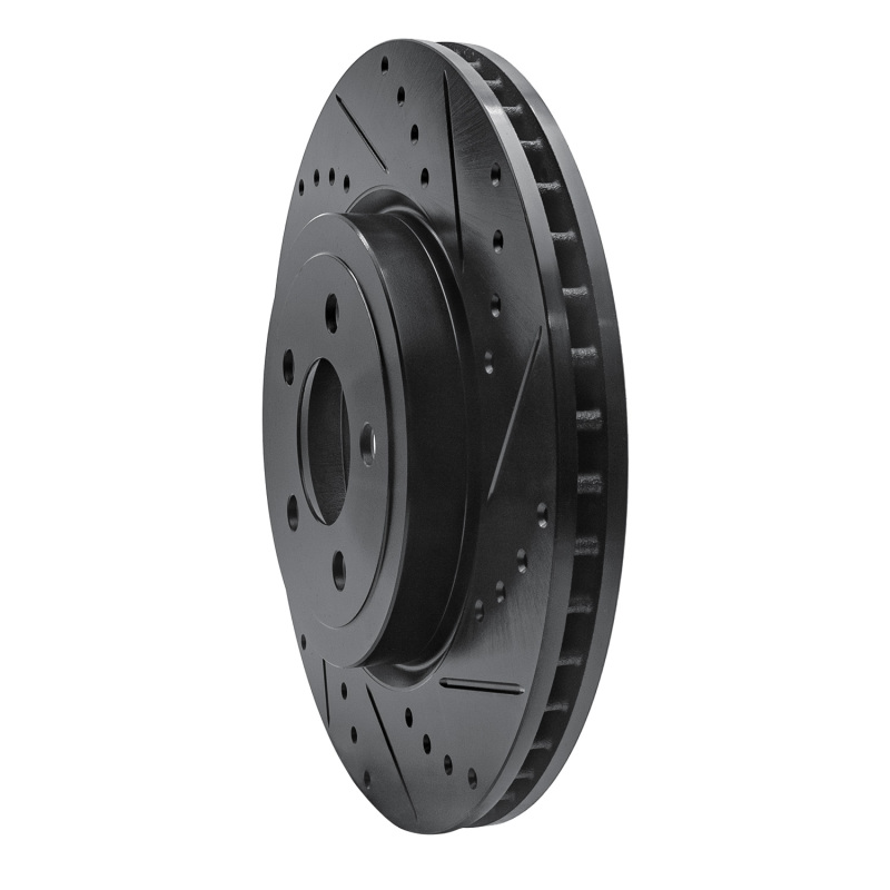 Picture of R1 09-23 Dodge Challenger Front Right Drilled & Slotted Black Brake Rotor