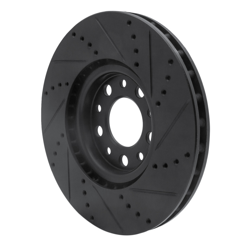 Picture of R1 2013-2023 Chrysler 200 Front Left Drilled & Slotted Black Brake Rotor