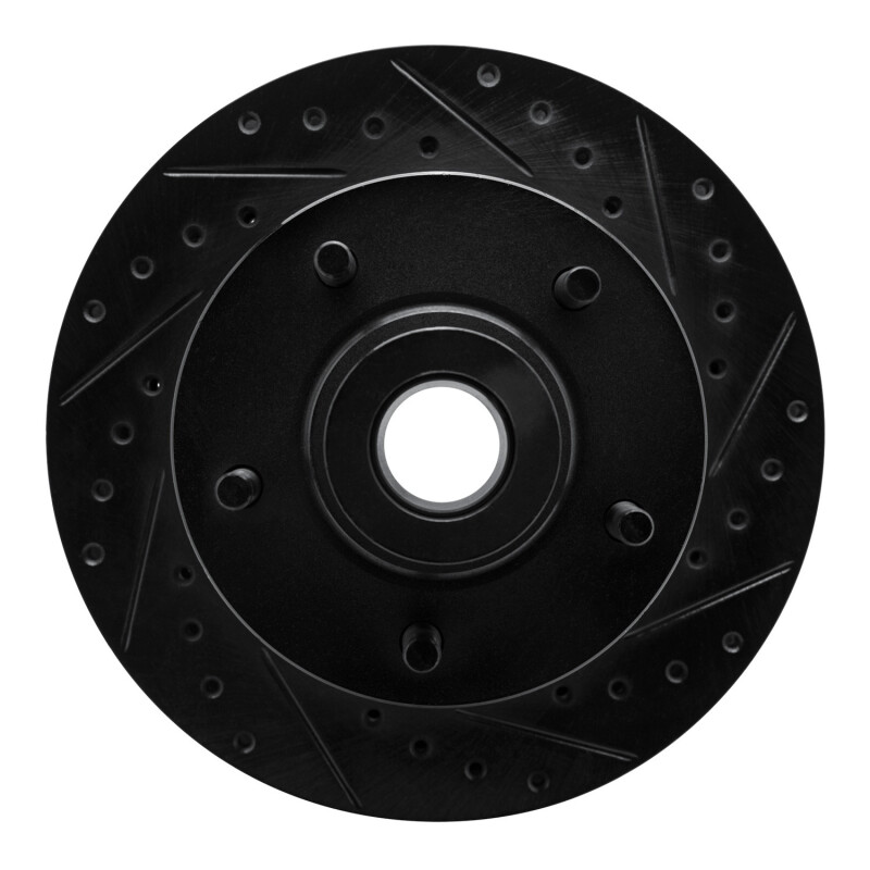 Picture of R1 1985-1997 Dodge D100 Front Right Drilled & Slotted Black Brake Rotor