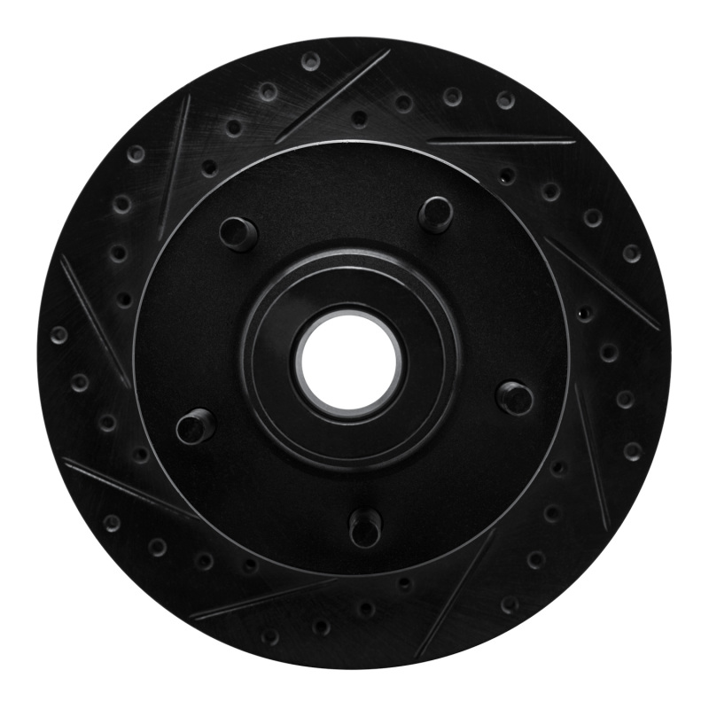 Picture of R1 1985-1997 Dodge Ramcharger RWD Front Left Drilled & Slotted Black Brake Rotor