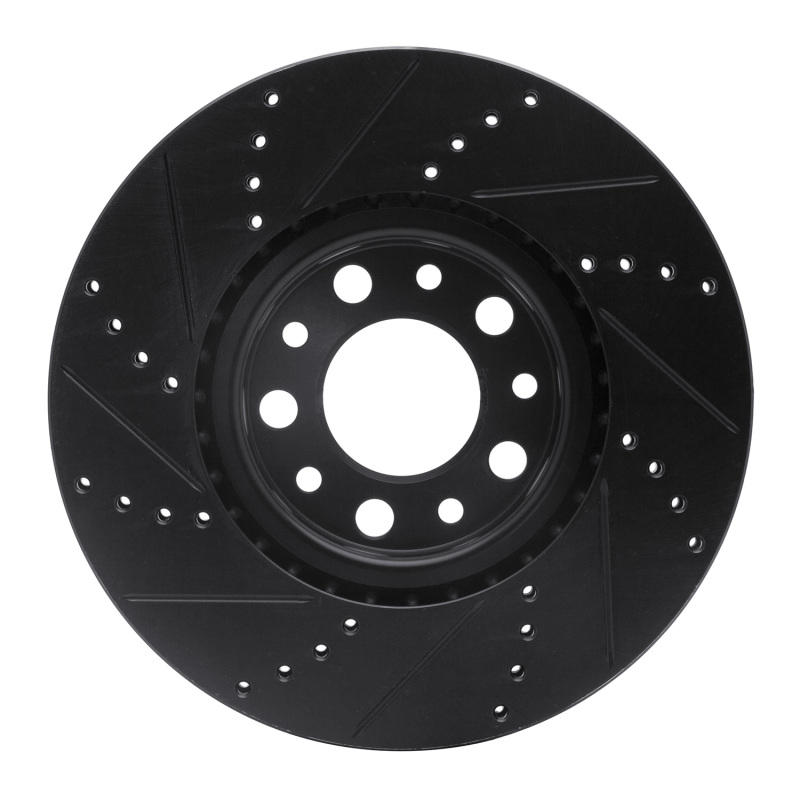 Picture of R1 2013-2023 Chrysler 200 Front Right Drilled & Slotted Black Brake Rotor