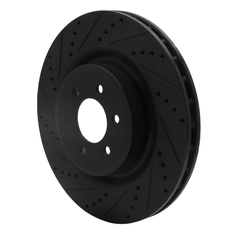 Picture of R1 2003-2017 Dodge Viper Front Left Drilled & Slotted Black Brake Rotor