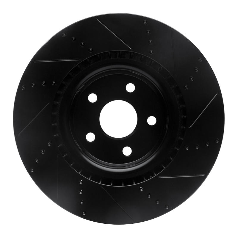 Picture of R1 2012-2025 Dodge Durango Front Left Drilled & Slotted Black Brake Rotor