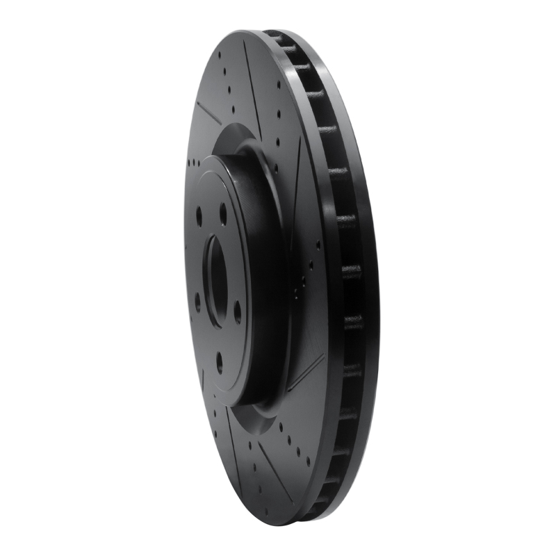 Picture of R1 2012-2025 Dodge Durango Front Right Drilled & Slotted Black Brake Rotor